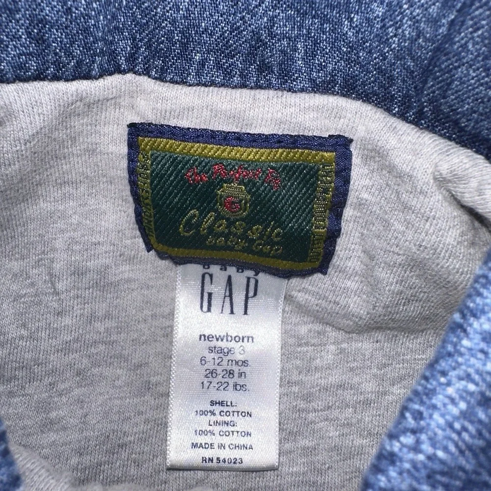 Classic Baby Gap‎ Denim Jean Cotton Jacket Vintage Newborn Stage 3 | 6-12 Months
